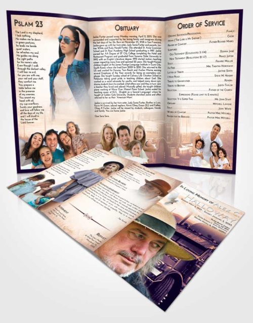 Obituary Template Trifold Brochure Lavender Sunset Trucker Drive