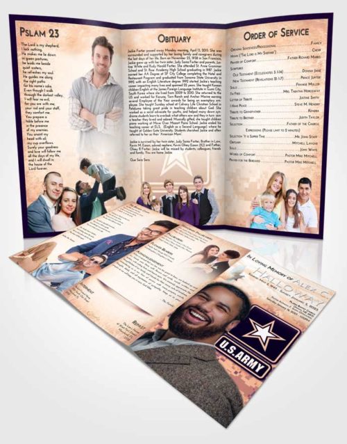 Obituary Template Trifold Brochure Lavender Sunset United States Army