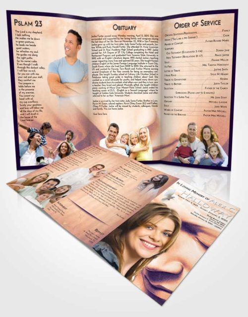 Obituary Template Trifold Brochure Lavender Sunset Virgin Mary