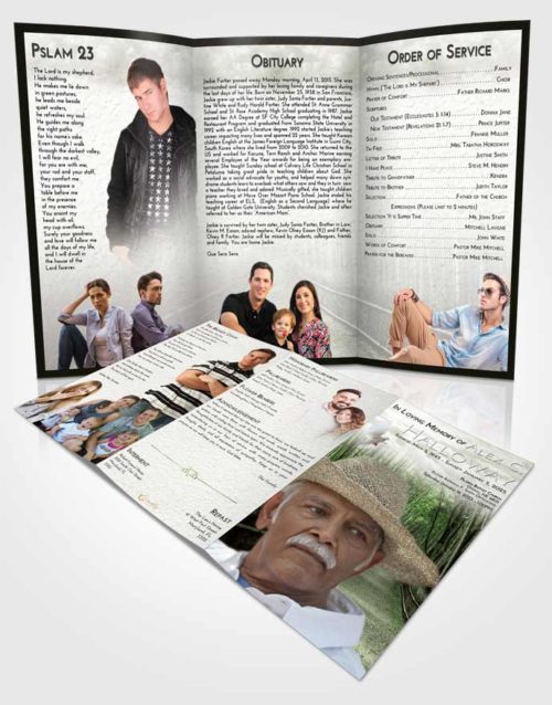 Obituary Template Trifold Brochure Loving Bamboo Forest