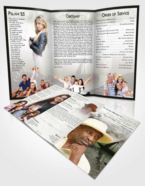Obituary Template Trifold Brochure Loving Calm Waters