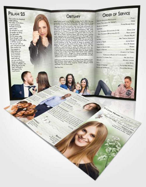 Obituary Template Trifold Brochure Loving Colorful Spring