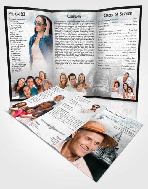 Obituary Template Trifold Brochure Loving Embrace Boxing Victory