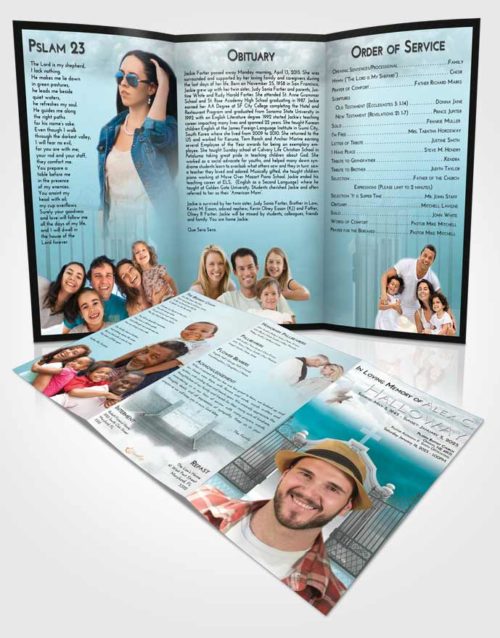 Obituary Template Trifold Brochure Loving Embrace Clear Gates For Heaven