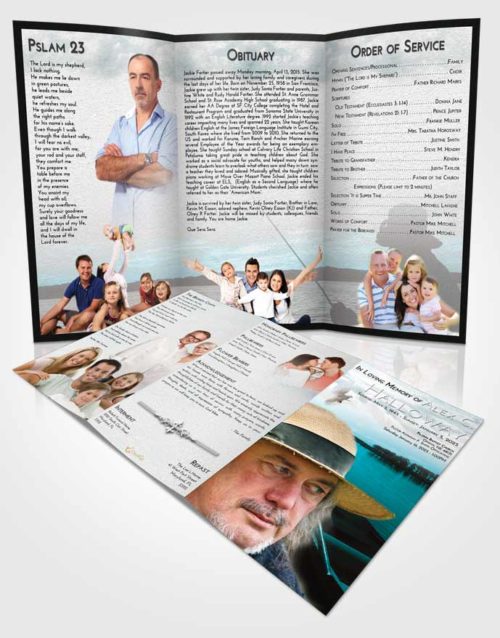 Obituary Template Trifold Brochure Loving Embrace Fishing Desire