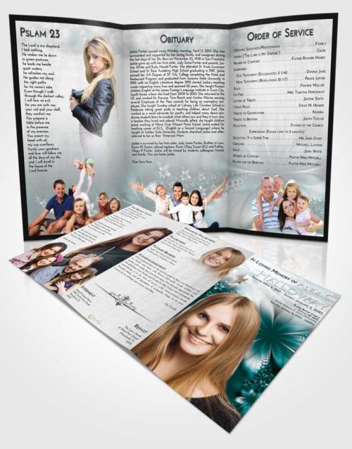 Obituary Template Trifold Brochure Loving Embrace Floral Lust