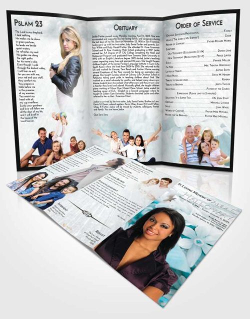 Obituary Template Trifold Brochure Loving Embrace Floral Serenity
