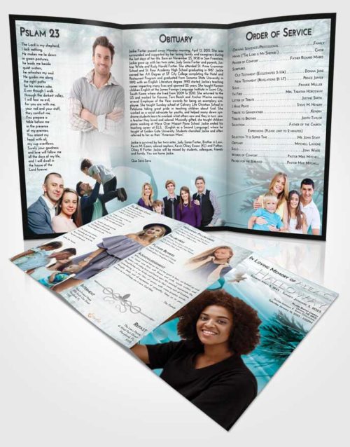 Obituary Template Trifold Brochure Loving Embrace Floral Style