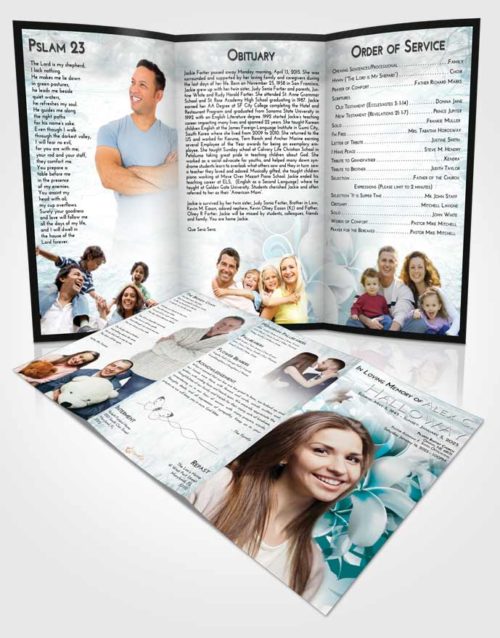 Obituary Template Trifold Brochure Loving Embrace Floral Wish