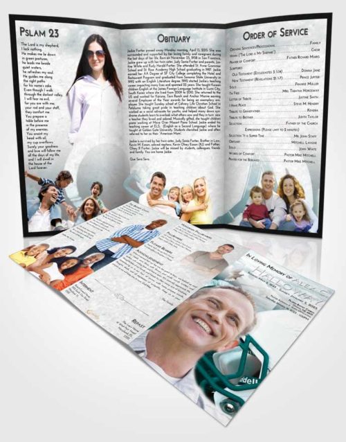 Obituary Template Trifold Brochure Loving Embrace Football Party
