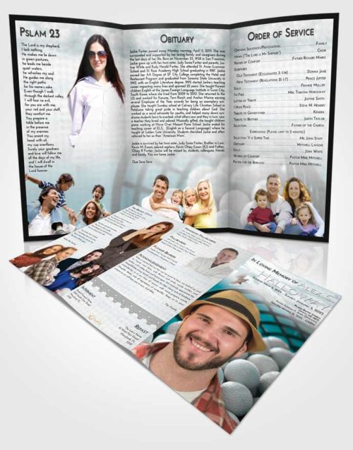Obituary Template Trifold Brochure Loving Embrace Golf Tranquility