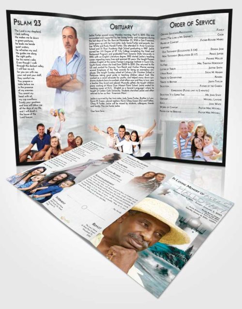 Obituary Template Trifold Brochure Loving Embrace Lighthouse Laughter