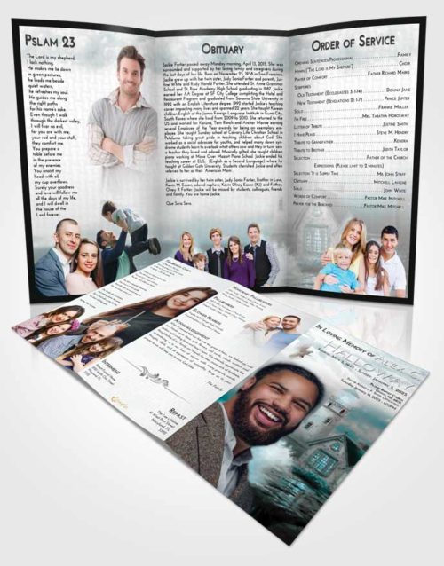 Obituary Template Trifold Brochure Loving Embrace Lighthouse Lookout
