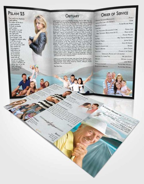 Obituary Template Trifold Brochure Loving Embrace Morning Highway