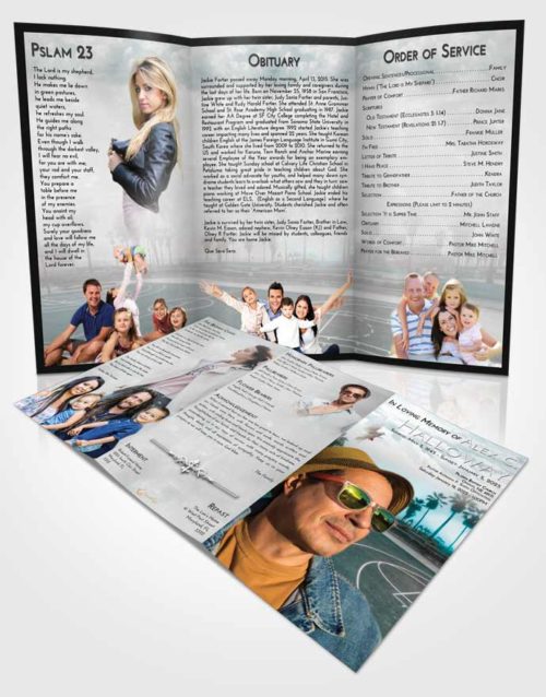 Obituary Template Trifold Brochure Loving Embrace On the Court