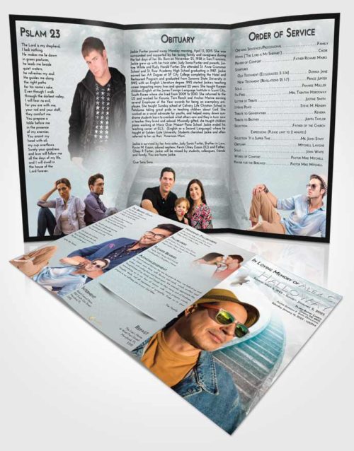 Obituary Template Trifold Brochure Loving Embrace Stairway to Bliss