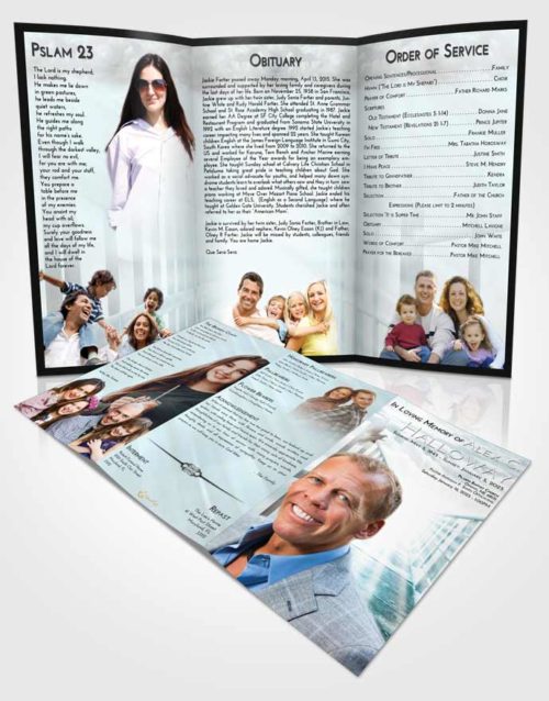 Obituary Template Trifold Brochure Loving Embrace Stairway to Faith