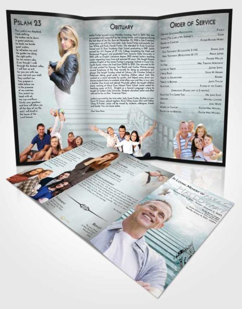 Obituary Template Trifold Brochure Loving Embrace Stairway to Freedom