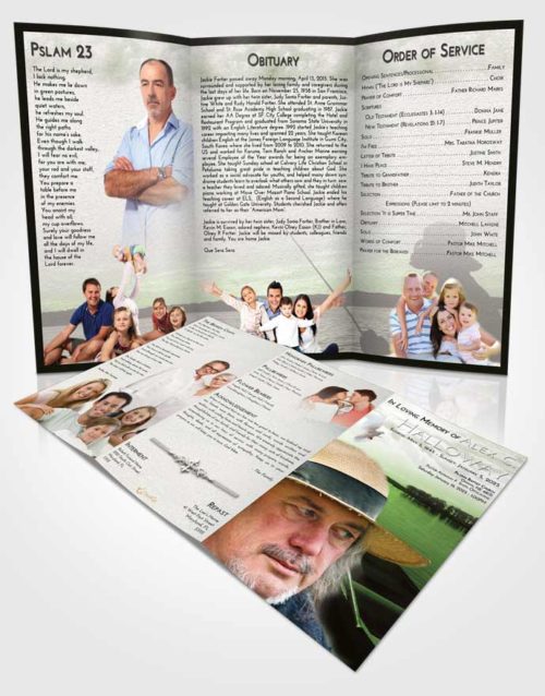 Obituary Template Trifold Brochure Loving Fishing Desire