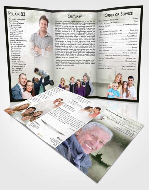Obituary Template Trifold Brochure Loving Fishing Tranquility