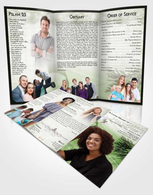 Obituary Template Trifold Brochure Loving Floral Style