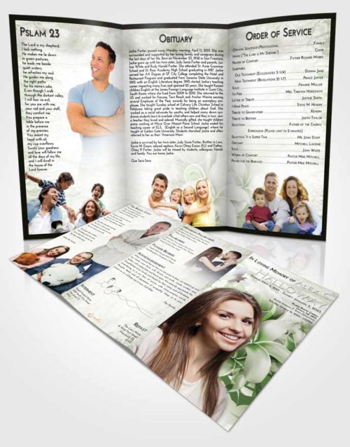 Obituary Template Trifold Brochure Loving Floral Wish