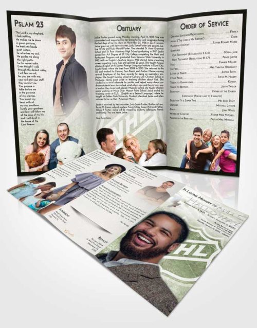 Obituary Template Trifold Brochure Loving Hockey Tranquility