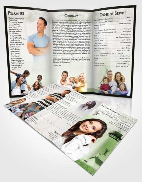 Obituary Template Trifold Brochure Loving Lighthouse Clarity