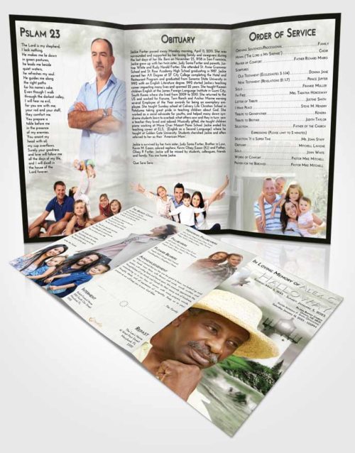 Obituary Template Trifold Brochure Loving Lighthouse Laughter