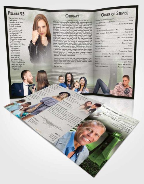 Obituary Template Trifold Brochure Loving Lighthouse Magnificence