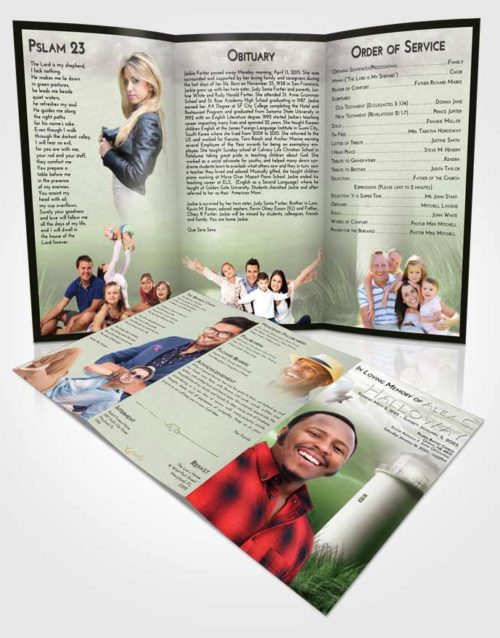 Obituary Template Trifold Brochure Loving Lighthouse Serenity