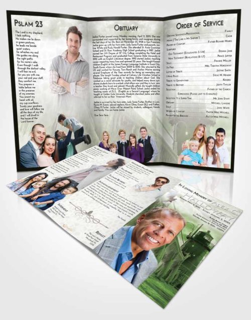 Obituary Template Trifold Brochure Loving Lighthouse Tranquility