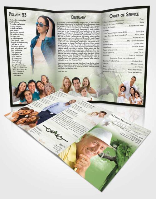 Obituary Template Trifold Brochure Loving Magical Parrot