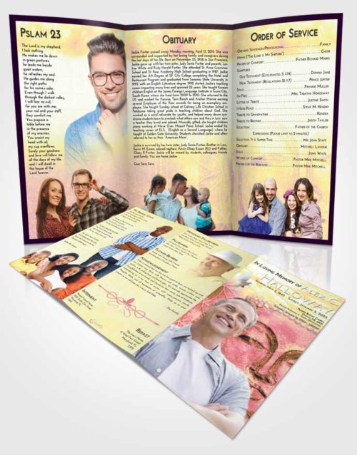 Obituary Template Trifold Brochure Loving Mix Buddha Praise