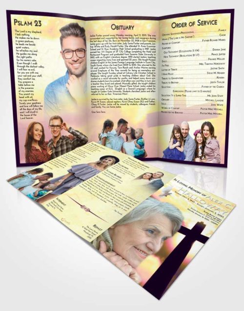 Obituary Template Trifold Brochure Loving Mix Faith in the Cross