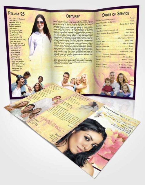 Obituary Template Trifold Brochure Loving Mix Floral Dream