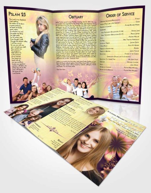 Obituary Template Trifold Brochure Loving Mix Floral Lust