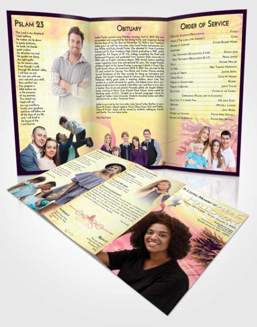 Obituary Template Trifold Brochure Loving Mix Floral Style