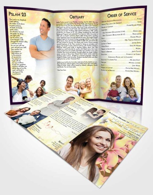 Obituary Template Trifold Brochure Loving Mix Floral Wish