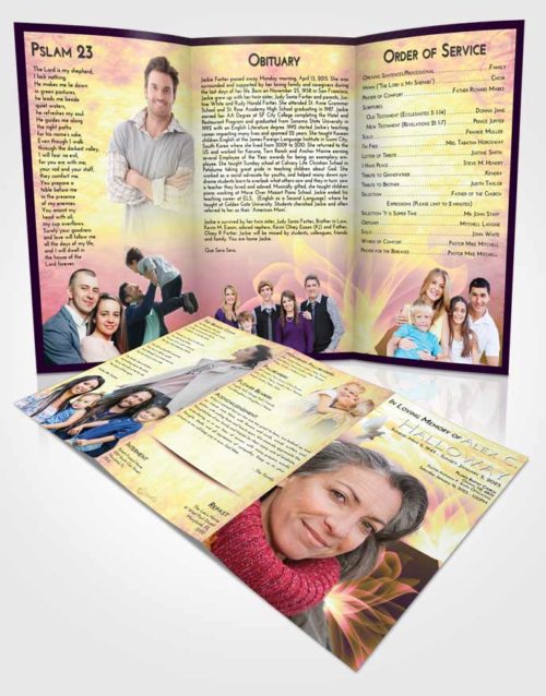 Obituary Template Trifold Brochure Loving Mix Flower Peace