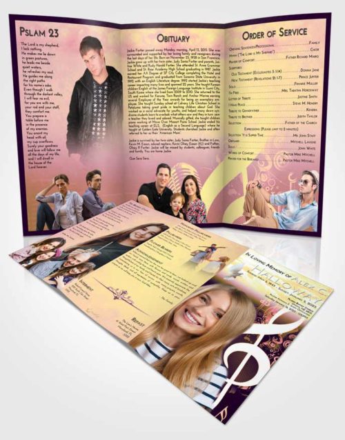 Obituary Template Trifold Brochure Loving Mix G Clef