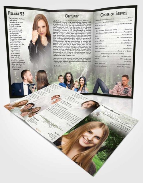 Obituary Template Trifold Brochure Loving Summer Forest
