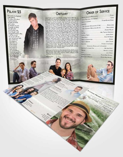 Obituary Template Trifold Brochure Loving Summer Waves