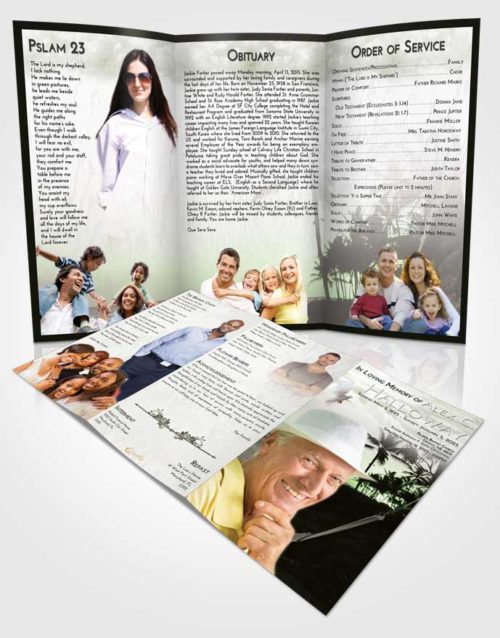 Obituary Template Trifold Brochure Loving Sunset in a Hammock