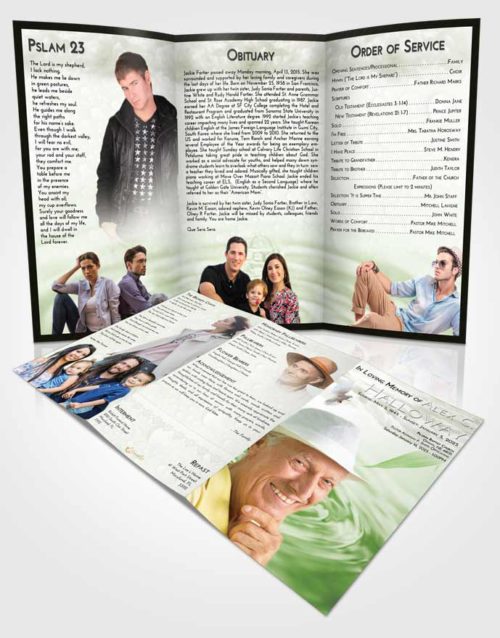Obituary Template Trifold Brochure Loving Water Droplet