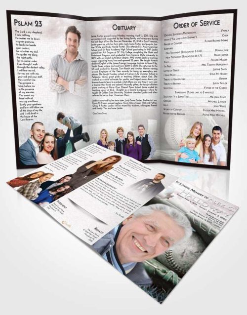 Obituary Template Trifold Brochure Morning Baseball Tranquility