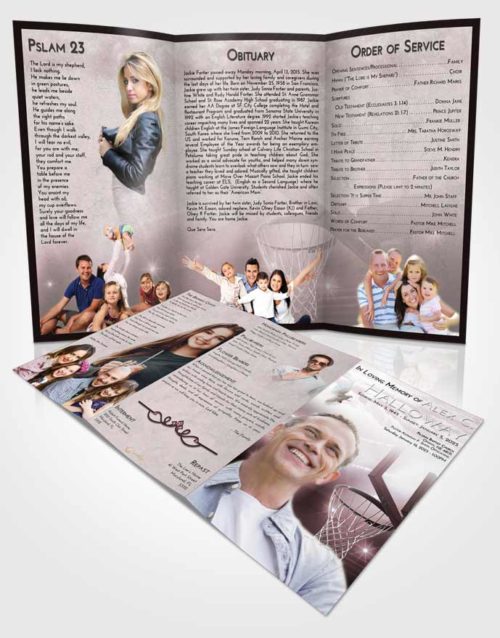 Obituary Template Trifold Brochure Morning Basketball Pride
