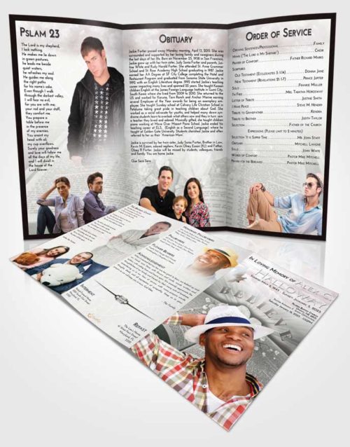 Obituary Template Trifold Brochure Morning Bible Belief