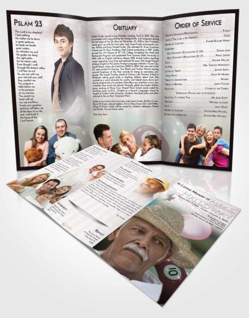 Obituary Template Trifold Brochure Morning Billiards Tranquility