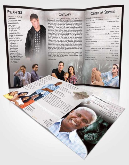 Obituary Template Trifold Brochure Morning Boxing Serenity